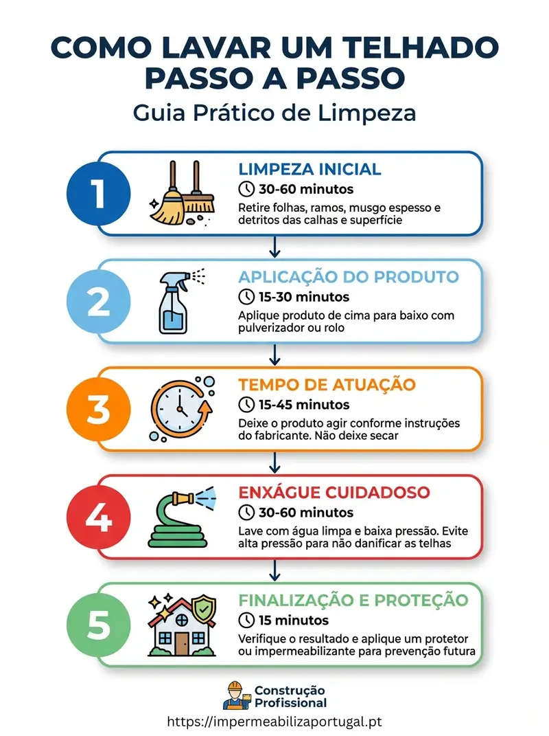 Infográfico: Como lavar telhado passo a passo