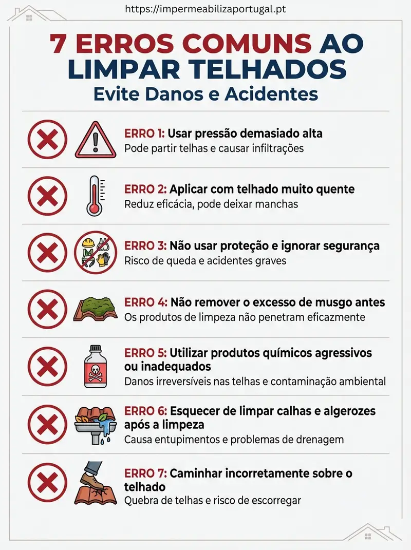 Infográfico: Erros comuns ao limpar telhados