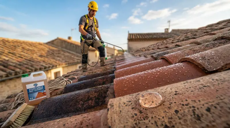 Hidrofugante aplicado em telhas cerâmicas
