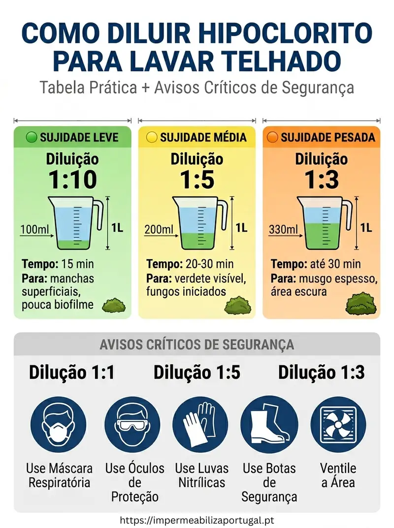 Infográfico: como diluir hipoclorito para lavar telhado