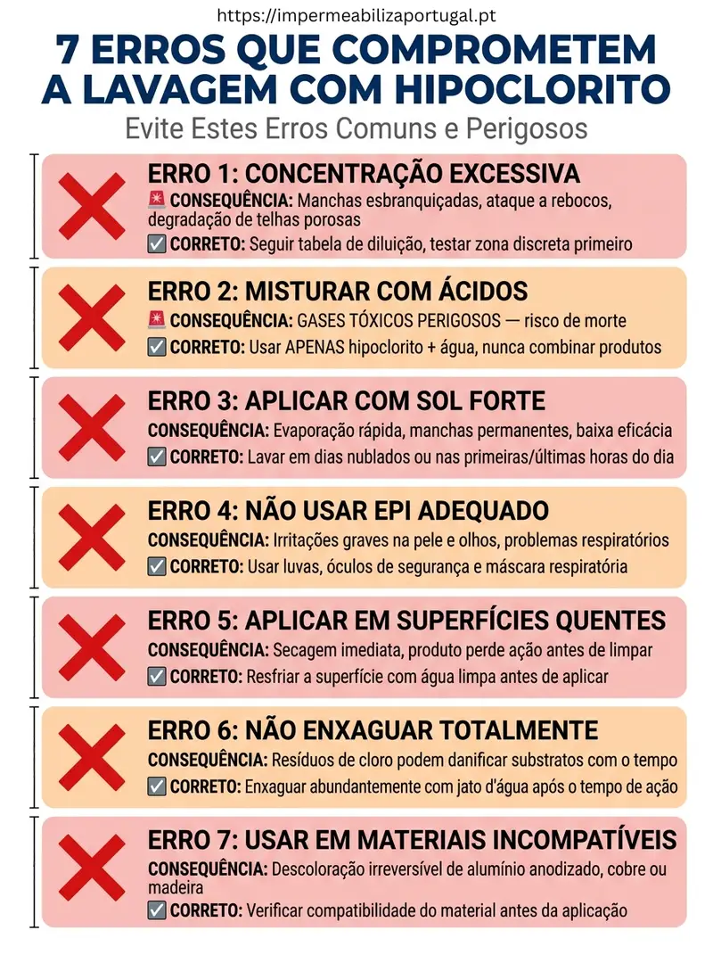 Infográfico: erros que comprometem lavagem com hipoclorito