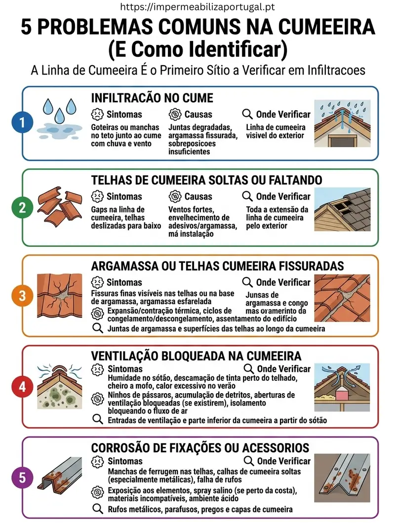 Infográfico: problemas comuns na cumeeira