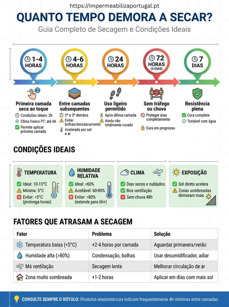 Infográfico: quanto tempo demora a secar — guia completo por camada