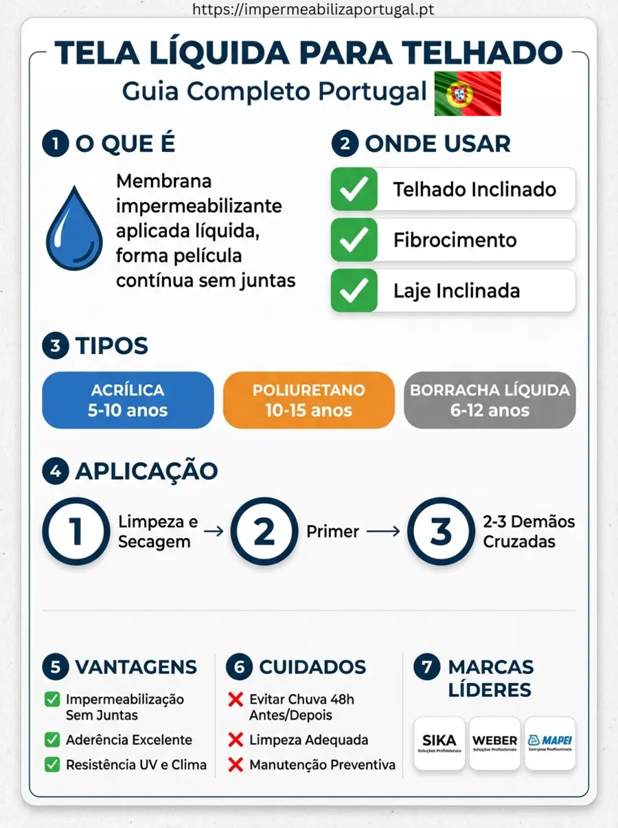 Infográfico: Tela líquida para telhado – quando usar e como aplicar