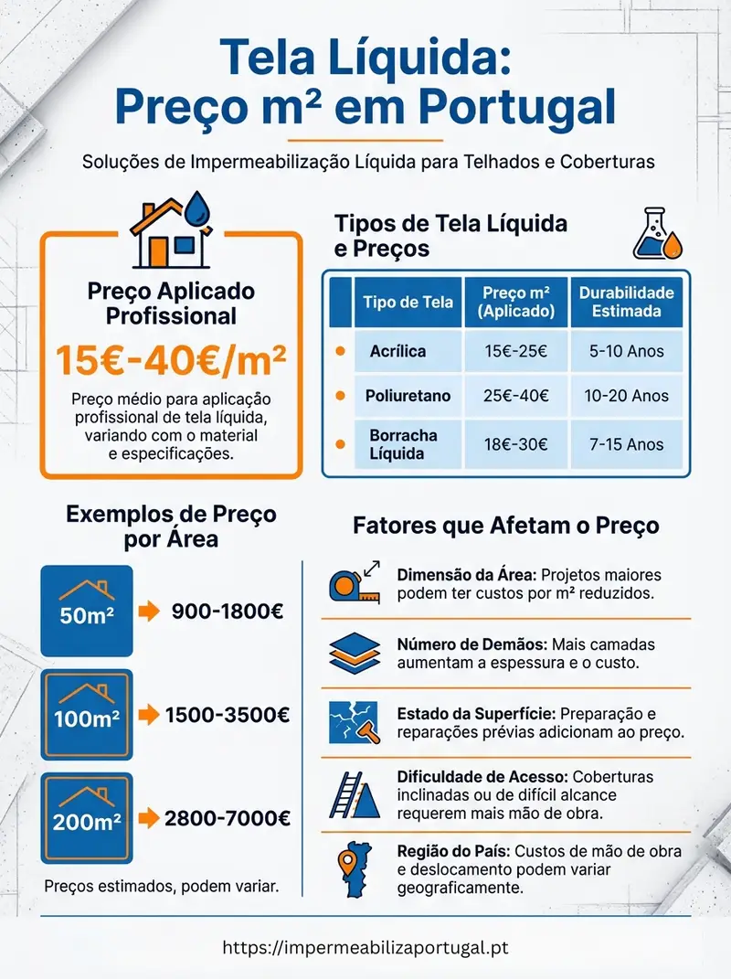 Infográfico: Tela líquida preço por m² em Portugal