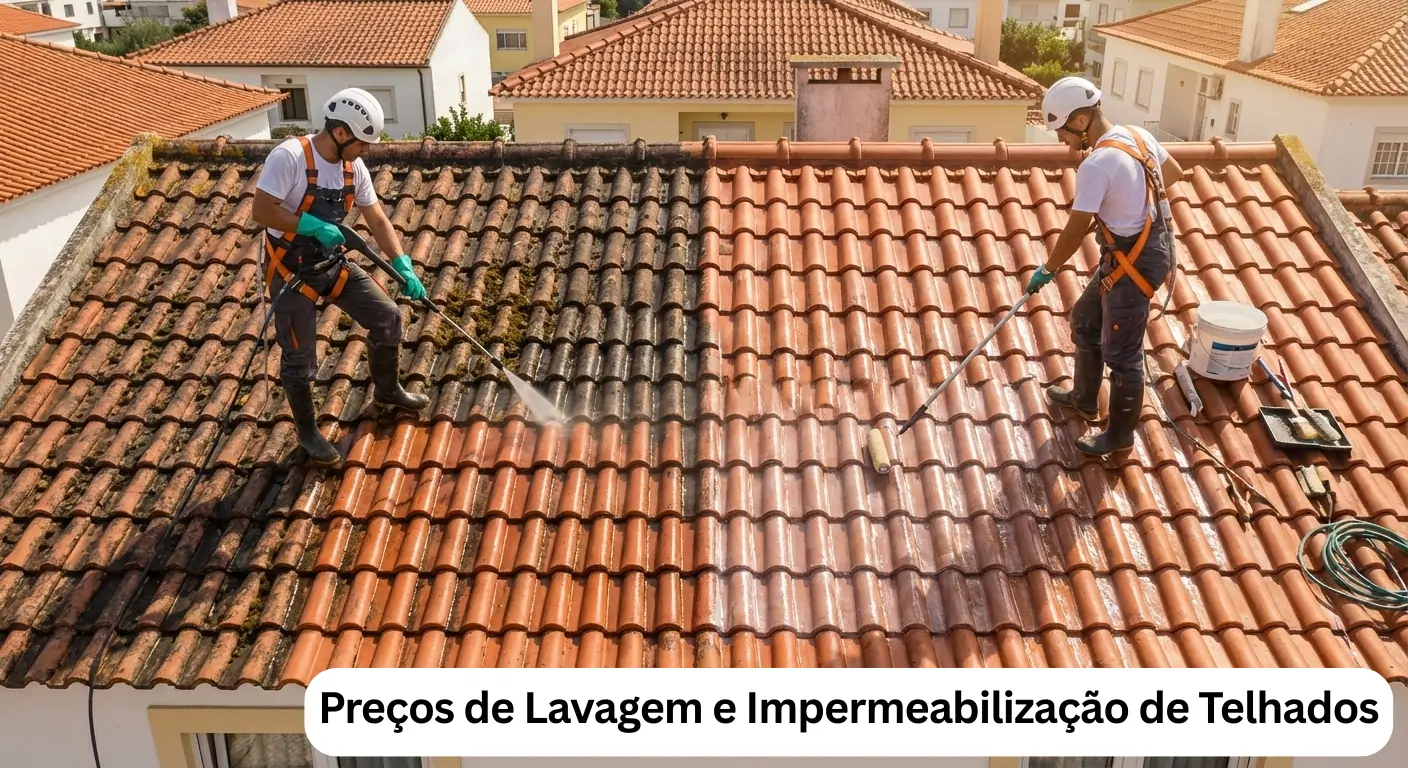 Lavagem e impermeabilização de telhados: preços por metro quadrado em Portugal